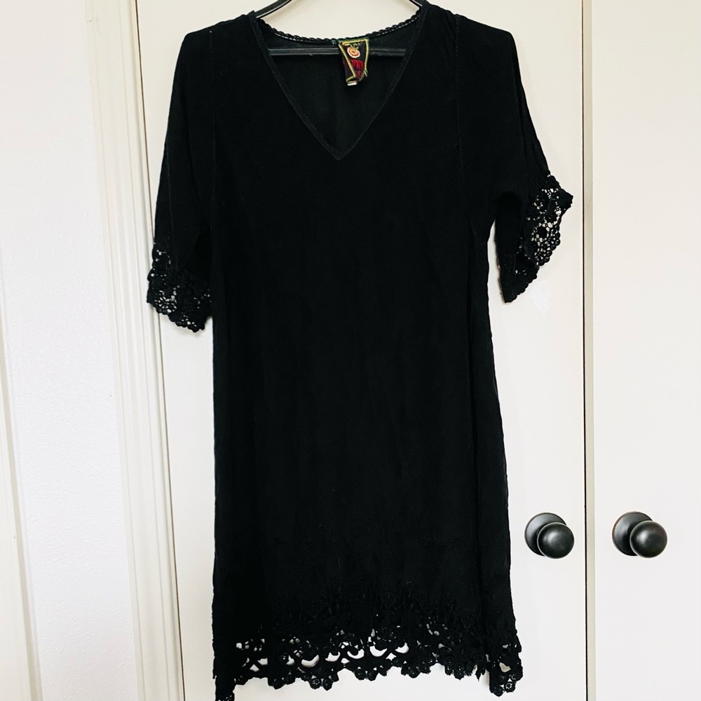 Johnny Was Black Embroidered Tunic Dress